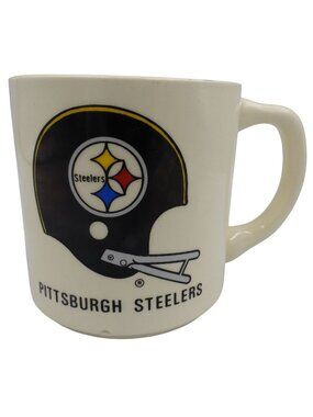 Vintage 1980s PIttsburgh Steelers Helmet Lewis Bros Ceramic Coffee Mug Cup